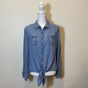 Sandra Ingrish Chambray Tie Front Button Down